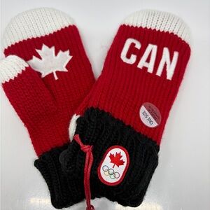 2014 Canadian Olympic team collection Red and Black Olympic Mittens - YOUTH kids